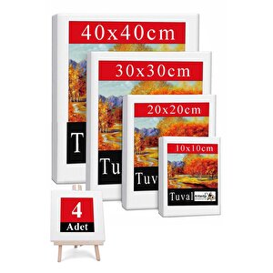 Kare Tuval 4 Adet 10x10 20x20 30x30 40x40 Cm Boş Tuval Tablo Arkadan Zımbalı Resim Tuvali Akrilik Boya Yağlı Boya Sanat