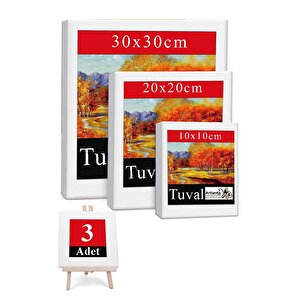 Kare Tuval 3 Adet 10x10 20x20 30x30 Cm Boş Tuval Tablo Arkadan Zımbalı Resim Tuvali Akrilik Boya Yağlı Boya Sanat Hobi
