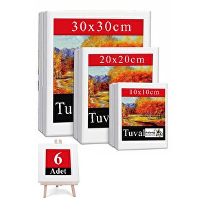 Kare Tuval 6 Adet 10x10 20x20 30x30 Cm Boş Tuval Tablo Arkadan Zımbalı Resim Tuvali Akrilik Boya Yağlı Boya Sanat Hobi