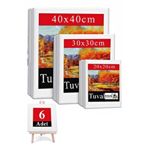 Kare Tuval 6 Adet 20x20 30x30 40x40 Cm Boş Tuval Tablo Arkadan Zımbalı Resim Tuvali Akrilik Boya Yağlı Boya Sanat Hobi
