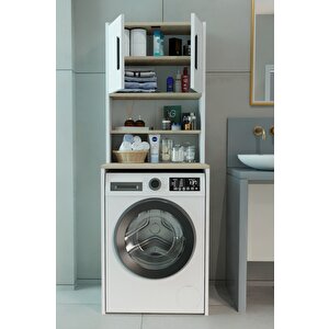 Çamaşır Makinesi Üstü Çok Amaçlı Banyo Dolabı Kapaklı Ve Raflı, Depolama Alanı, Modern Tasarım Dolap