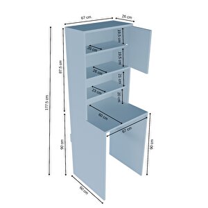 Çamaşır Makinesi Üstü Çok Amaçlı Banyo Dolabı Kapaklı Ve Raflı, Depolama Alanı, Modern Tasarım Dolap