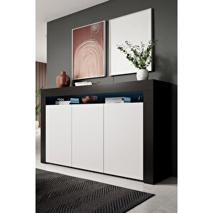 Konsol Led Aydınlatmalı Şık Büfe Modern Ve Zarif Konsol Siyah Beyaz Mat Büfe