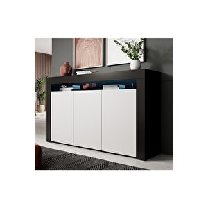 Konsol Led Aydınlatmalı Şık Büfe Modern Ve Zarif Konsol Siyah Beyaz Mat Büfe