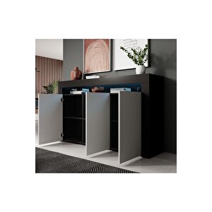 Konsol Led Aydınlatmalı Şık Büfe Modern Ve Zarif Konsol Siyah Beyaz Mat Büfe