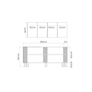 Derendd 180 Cm (kx180) Bohem Konsol SAFİRMEŞE-BEYAZ
