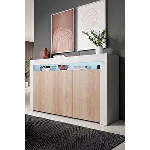 Konsol Led Aydınlatmalı Şık Büfe Modern Ve Zarif Konsol Beyaz Mat Büfe