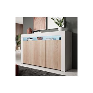 Konsol Led Aydınlatmalı Şık Büfe Modern Ve Zarif Konsol Beyaz Mat Büfe