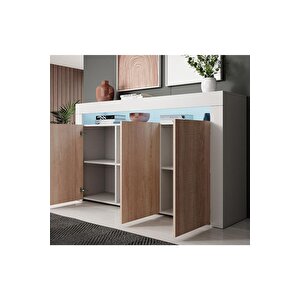 Konsol Led Aydınlatmalı Şık Büfe Modern Ve Zarif Konsol Beyaz Mat Büfe