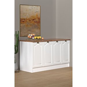 160 Cm %100 Mdf Greena White Ada Mutfak, Modern Mutfak Adası, Mutfak Yemek Masası, Bar Masası