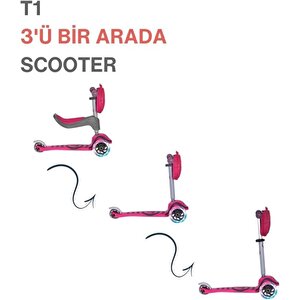 Smartrike T1 3'ü 1 Arada Oturaklı Ve Çantalı Çocuk Scooterı (15 Ay - 5 Yaş) -pembe