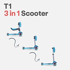 Smartrike T1 3'ü 1 Arada Oturaklı Ve Çantalı Çocuk Scooterı (15 Ay - 5 Yaş) - Blue
