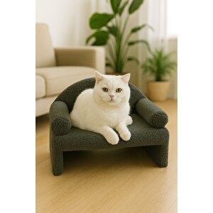Pet Peluş Kedi Oturma Koltuğu Kedi Yatağı Antrasit