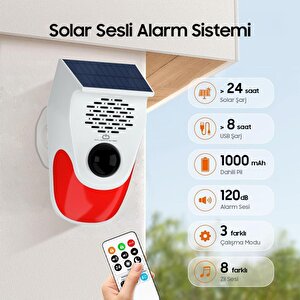 Kumandali Solar Sesli̇ Işikli 120db Alarm Si̇stemi̇