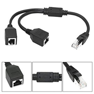 Erkek Rj45 To 2x Di̇şi̇ Ethernet Çoklayici Splitter Dağitici