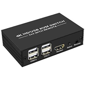 4306 Hdmi Kvm Switch 2 Port Usb Type C 2 Pc Tek Kasa Klavye Mouse Kontrol Çoklayıcı