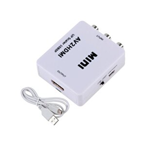Rca Av To Hdmi Çevirici Dönüştürücü Adaptör '-beyaz