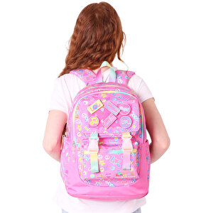 Su Geçirmez Kumaş Kız Çocuk Çok Gözlü Ortopedik Sırt Okul Çantası L5237