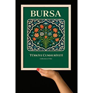 Duvar Tablosu - Kültürel Şehir Tasarımı, Ahşap Çerçeve - Sanatsal Duvar Dekorasyonu - Bursa