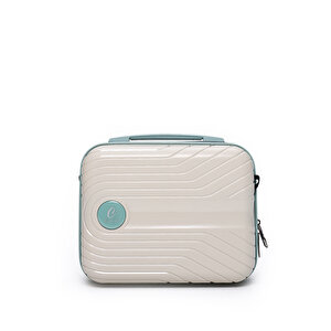 Elatae Exclusive Pro Polipropilen Kırılmaz 2'li Valiz Seti Orta Boy Ve Makyaj 2'li Set Bej - Mavi 5239