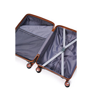 4’lü Valiz Seti Elatae Exclusive Pro Polipropilen Kırılmaz Büyük - Orta - Kabin Boy Ve Makyaj Siyah - Camel 5239