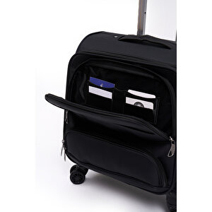 Macbook Air - Macbook Pro 15.6&16 İnç Uyumlu Laptop Bölmeli Kabin Boy Pilot Valiz Siyah Pltvlz910