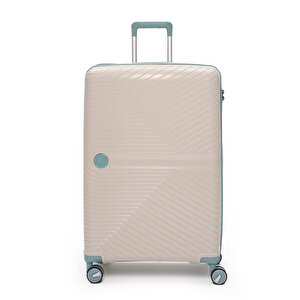 Exclusive Pro Polipropilen Büyük Boy Kırılmaz Valiz Bej - Mavi 5239