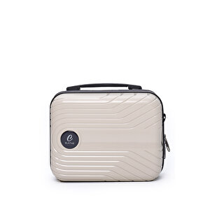 Elatae Exclusive Pro Polipropilen Kırılmaz 2'li Valiz Seti Kabin Boy Ve Makyaj 2'li Set Bej - Antrasit 5239