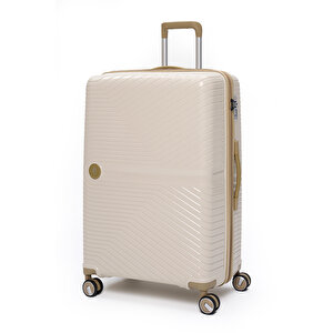 Exclusive Pro Polipropilen Büyük Boy Kırılmaz Valiz Bej - Vizon 5239