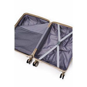 Exclusive Pro Polipropilen Büyük Boy Kırılmaz Valiz Bej - Vizon 5239