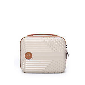 Elatae Exclusive Pro Polipropilen Kırılmaz 2'li Valiz Seti Büyük Boy Ve Makyaj 2'li Set Bej - Camel 5239