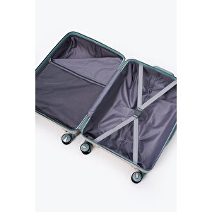 Exclusive Pro Polipropilen Orta Boy Kırılmaz Valiz Bej - Mavi 5239