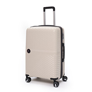 Exclusive Pro Polipropilen Orta Boy Kırılmaz Valiz Bej - Antrasit 5239