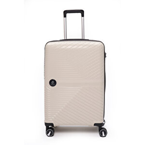 Exclusive Pro Polipropilen Orta Boy Kırılmaz Valiz Bej - Antrasit 5239