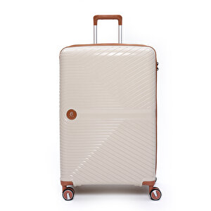 Exclusive Pro Polipropilen Büyük Boy Kırılmaz Valiz Bej - Camel 5239