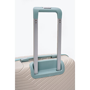 Elatae Exclusive Pro Polipropilen Kırılmaz 2'li Valiz Seti Büyük Boy - Orta Boy Bej - Mavi 5239