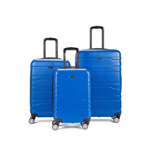 Unisex Büyük - Orta - Kabin Boy 3'lü Valiz Seti Sax 123x