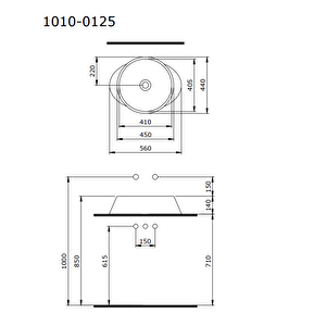 Venezia 56 Cm Çanak Lavabo Parlak Beyaz 1010-001-0125