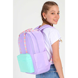 Su Geçirmez Kumaş Kız Çocuk Çok Gözlü Ortopedik Sırt Okul Çantası K1764