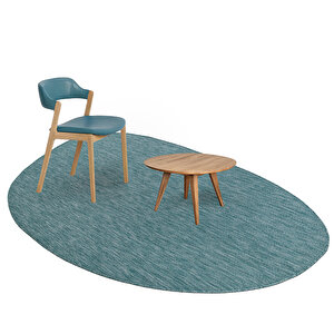 Konfor Halı Tema 9036 Turkuaz Sisal Hasır İç Dış Mekan Kilim Dekoratif Bahçe Balkon Salon Halısı
