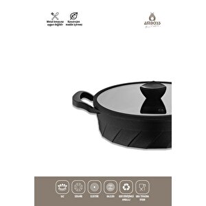 Vento 7 Parça Döküm Titanyum Kaplama Tencere Tava Seti Siyah