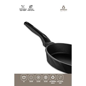 Vento 7 Parça Döküm Titanyum Kaplama Tencere Tava Seti Siyah