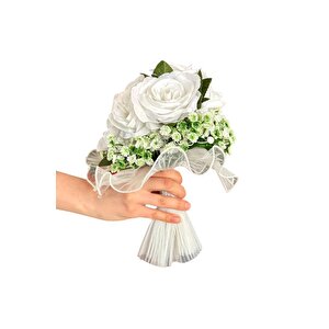 Beyaz Gül Buketli Gelin Çiçeği
