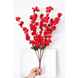 Lüks Yapay Çiçek Aranjman Seti – 1 Adet Okaliptus Dalı + 3 Adet Delphinium Çiçeği + 7 Dallı Kırmızı Bahardalı Demeti