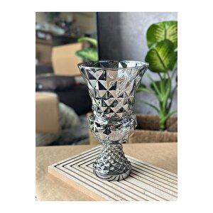 Diamond Desenli Kristal Cam Vazo - 28x15 Cm Hediyelik Lüx Vazo| Modern & Lüks Dekoratif Büyük Boy Vazo