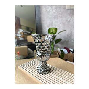 Diamond Desenli Kristal Cam Vazo - 28x15 Cm Hediyelik Lüx Vazo| Modern & Lüks Dekoratif Büyük Boy Vazo