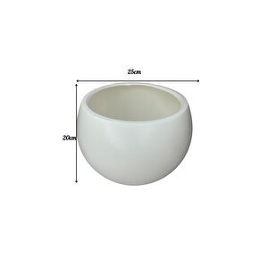 Küre Yuvarlak Top Vazo Dekoratif Saksı Beyaz 25*20cm
