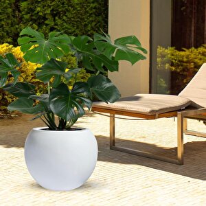 Küre Yuvarlak Top Vazo Dekoratif Saksı Beyaz 25*20cm