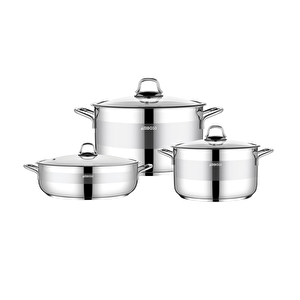 Valeria 6 Parça Tüm Ocaklara Uyumlu Paslanmaz Çelik Tencere Tava Sütlük Seti