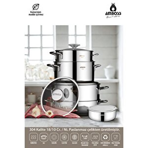 10 Parça Silver Store Paslanmaz Çelik Tencere Ve Saklama Kabı